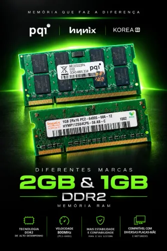 Memória RAM DIFERENTES MARCAS DDR2 2GB & 1GB