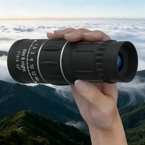 Telescópio monocular portátil com foco duplo
