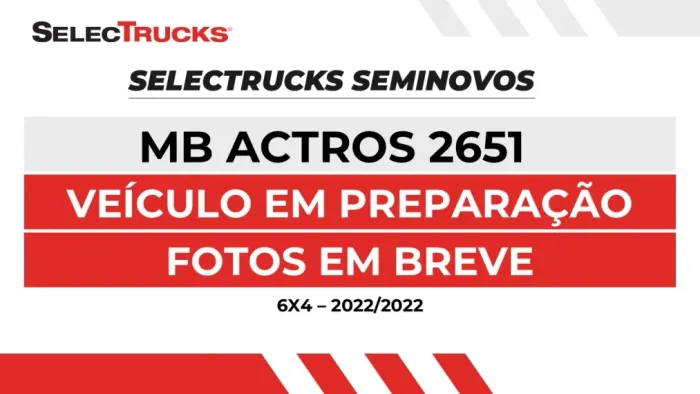 MERCEDES-BENZ NEW ACTROS 2651-Tração 6X4 ANO 2022/2022.