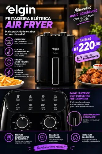 AIR FRYER ELGIN 3,5L 1400W ? NOVA NA CAIXA!