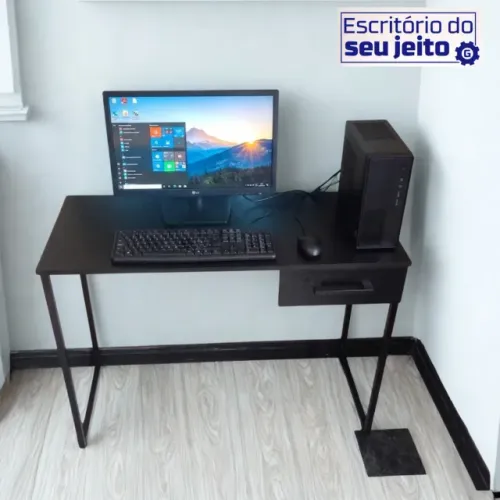 Escrivaninha Industrial com Gaveta 1,1M Mesa Multiuso para Computador Notebook de Estudo