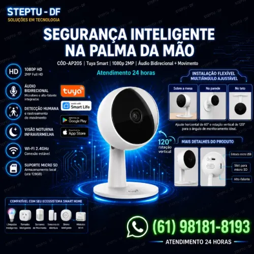 Câmera Wi-Fi Tuya Smart 1080p 2MP áudio bidirecional com rastreamento COD-AP205