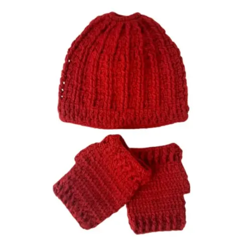Conjunto de touca + luvas dedinhos de fora 