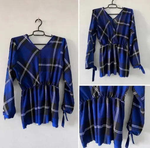 Vestido( usado como blusa)  Xadrez Azul Tam P - Barato & Estiloso