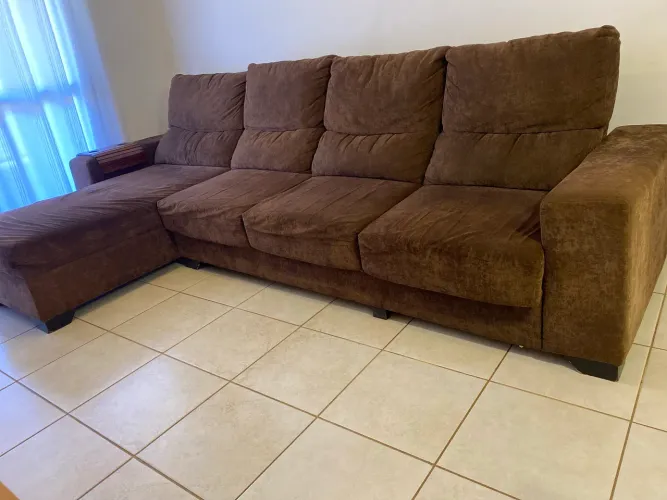 Sofá retrátil e reclinável com chaise 5 lugares