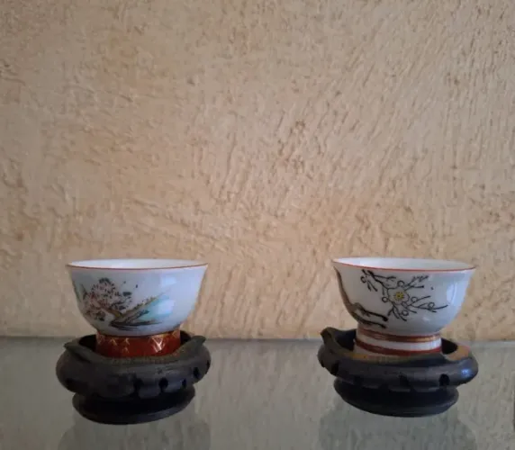 Copinhos Japoneses Antigos - Gueixa Lithophane Porcelana Japan