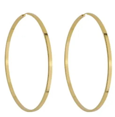Brinco Chato Argola 50 Mm Em Ouro 18k 750