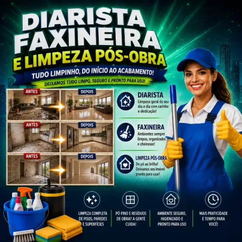 Higienização Residencial, Pós-Obra e Diarista - Orçamento Rápido