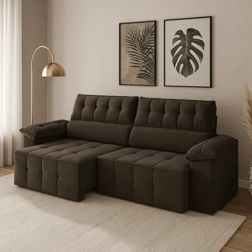 Sofá Retrátil 2,20m Slim com Molas t5433