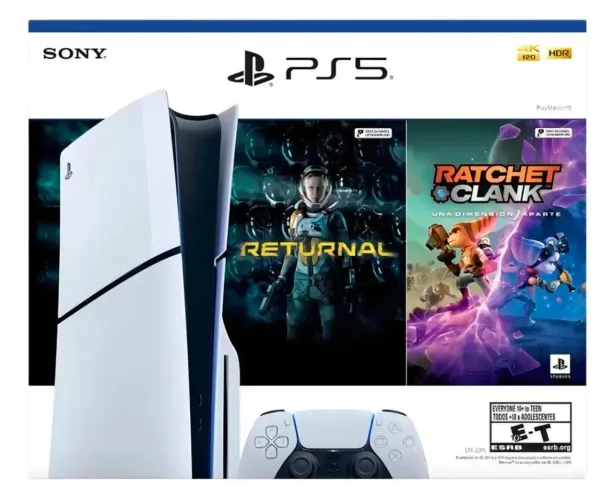 PS5 Slim Midia Fisica Branco 1TB Returnal Ratchet e Clank + 8 Jogos + Caixa - IMPECÁVEL