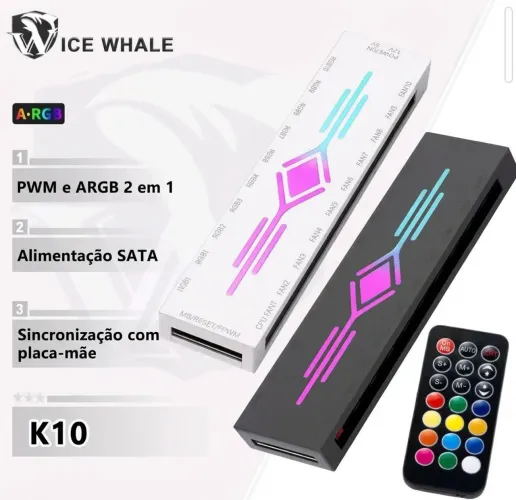 Controladora 2 em 1 c 10 portas ARGB e 10 portas PWM 