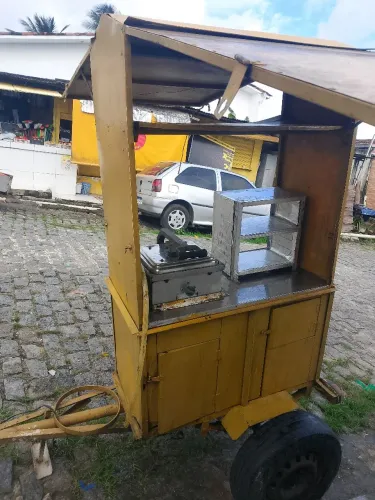 Carrinho de lanche com chapa de hambúrguer de alumínio