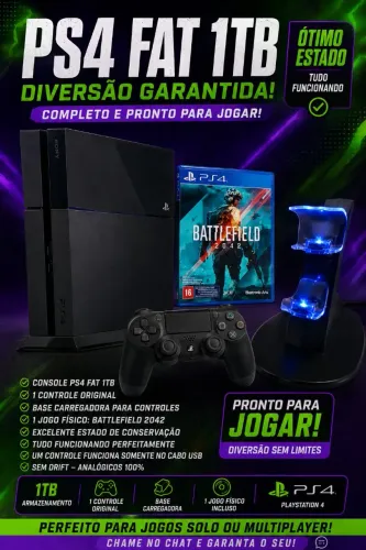 PS4 Fat 1TB Completo - Pronto para Jogar!