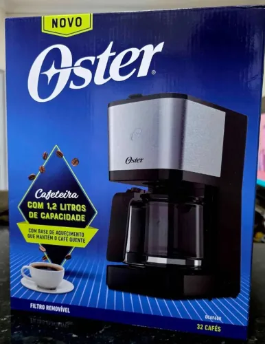 Cafeteira Oster Inox, 1,2L, 110V, Preto/Inox, 750W, OCAF600