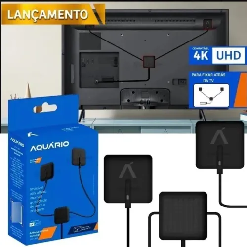 Antena Digital Interna Aquário Invisível - Alta Recepção HD e 4k