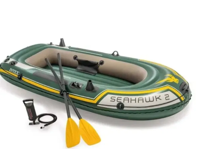 Barco Bote Inflável Intex Seahawk 200 Par De Remos Bomba