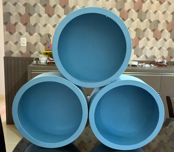 Kit 3 nichos redondo azul