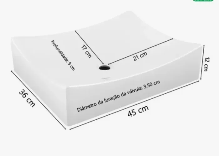 Cuba De Apoio Formato Folha P/ Banheiro 45cm Pádua Branco