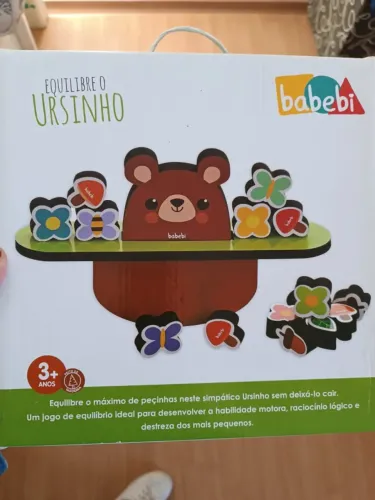 Equilibre O Ursinho, Babebi, brinquedo de madeira