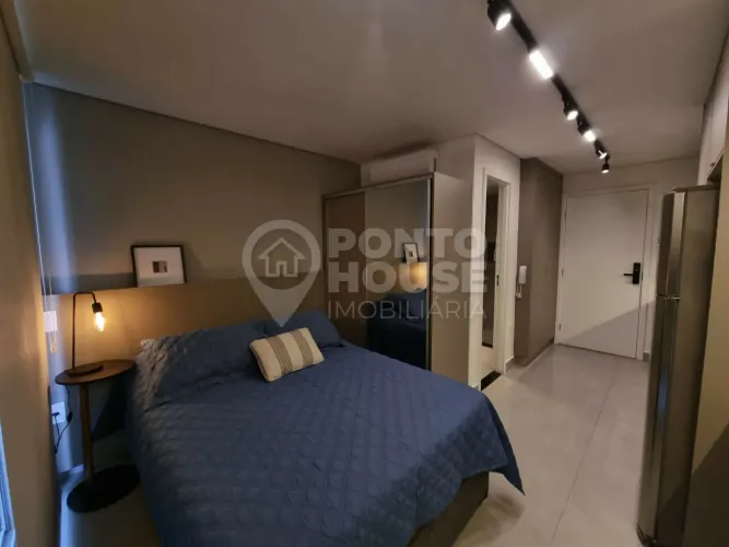 Studio Campo Belo - Decorado e Equipado, Dormitório e Varanda Gourmet