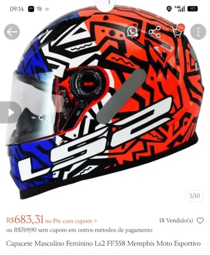 Capacete LS2 Memphis Esportivo - TAM 60