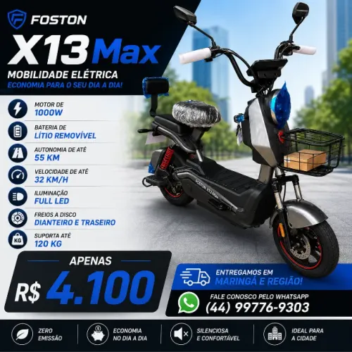 Moto Elétrica Foston X13 Max | Scooter Elétrica | Bicicleta Elétrica