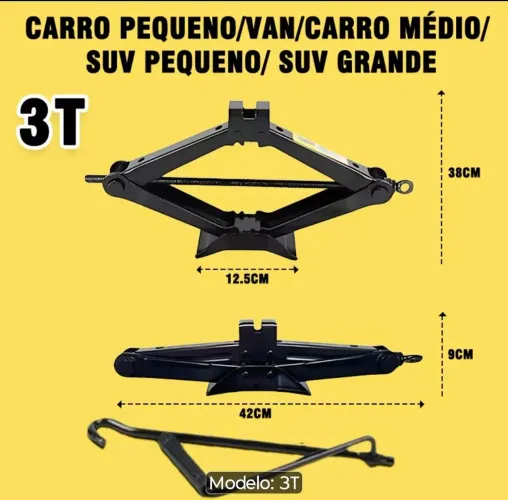 Macaco automotivo capacidade 3toneladas pronto entrega