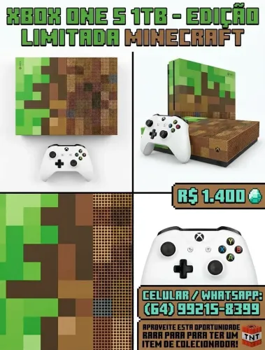 Item de colecionador X-BOX one S MINECRAFT EDIÇÃOLIMITADA- 1 TB