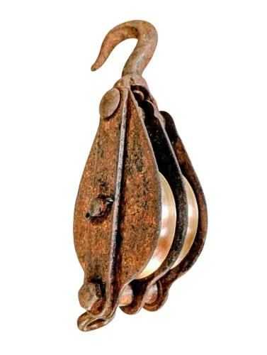 Moitão antigo com roldanas de bronze 3000 KG