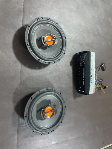 kit rádio + par de auto falante
