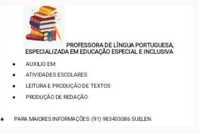 PROFESSORA DE LÍNGUA PORTUGUESA, ESPECIALIZADA EM EDUCAÇÃO ESPECIAL E INCLUSIVA