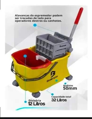 Balde C/ Espremedor Carrinho Doblô 20 Lts Flex Amarelo Kit<br>?