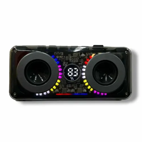 CAIXA DE SOM BLUETOOTH GRASEP TRANSPARENTE MODERNA LED RGB DG330