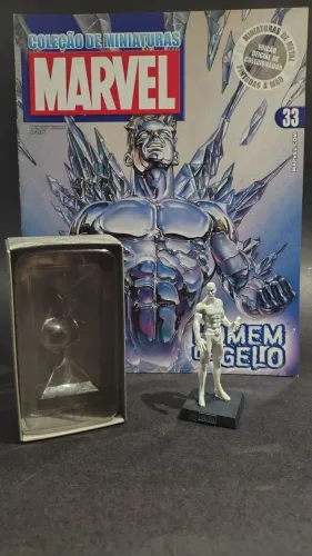 Miniatura Marvel Eaglemoss Homem de Gelo - Perfeito + Fasc. 33 e Embalagem