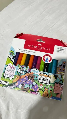 Canetinhas de escrever e colorir faber castell 24 cores, moto, carro e iphone