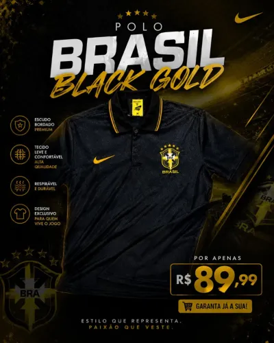 Camisa Polo Brasil Black Gold