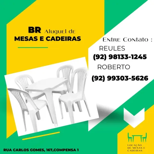 Aluguel de mesas e cadeiras e toalhas 