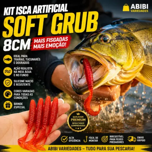 Isca Artificial Soft Grub 8cm Silicone Para Traíra Tucunaré