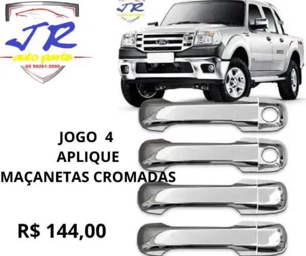 Jogo 4 Aplique Capa Maçaneta Cromada Ford Ranger 2010 2011 2012 2013 2014