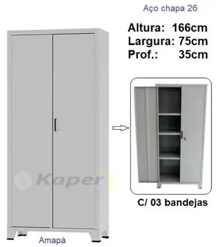 Armário de aço PA75 AM cinza ( Novo )