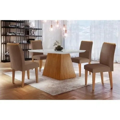 Mesa de Jantar Luna Imbuia Tampo MDF Com 4 cadeiras!! Rf732m