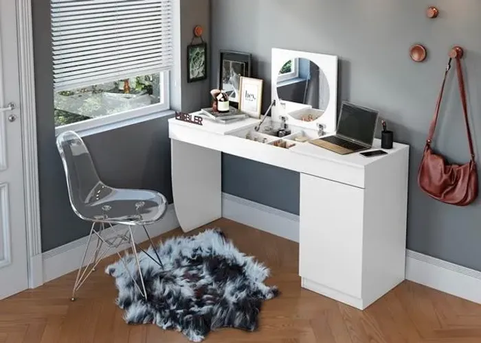 Escrivaninha Penteadeira Crystal Branco Fosco Frete Grátis - Até 12x S/ Juros 