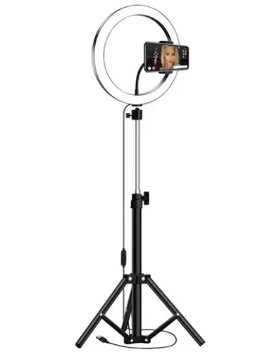Ring Light Iluminador Led Usb de 10 Polegadas - 26 Cm Com Tripé ate 2 Mts altura