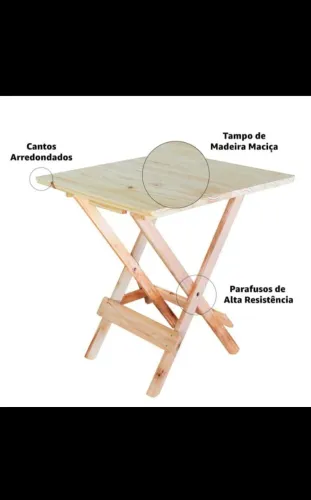 Mesa dobrável de madeira maciça