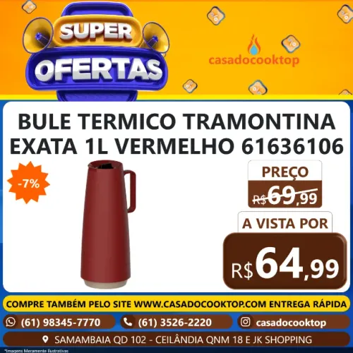 BULE TERMICO TRAMONTINA EXATA 1L VERMELHO 61636106