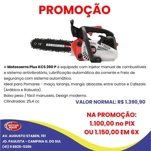Motosserra Kawashima Plus KCS 260 P - NOVO - COM GARANTIA