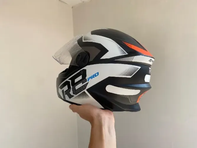 Capacete R8 Brilhante Laranja Preto Pro Tork - TOP DE LINHA