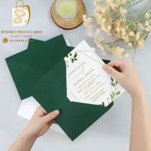 KIT COM 10 ENVELOPES VERDES IMPORTADOS 16 X 11,3 CM 