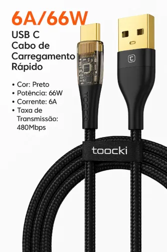 Cabo USB-C 66W 6A - 3 Metros!