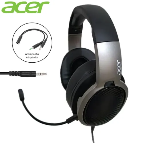 Headset Gamer com Fio P3, Driver 50mm, Microfone Omnidirecional - Acer